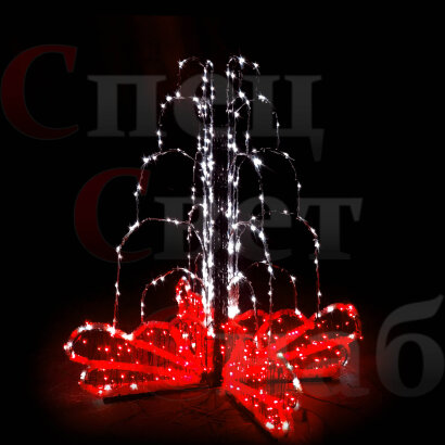 Уличный световой фонтан "Зимний малый" Бело-красный 1,6 м